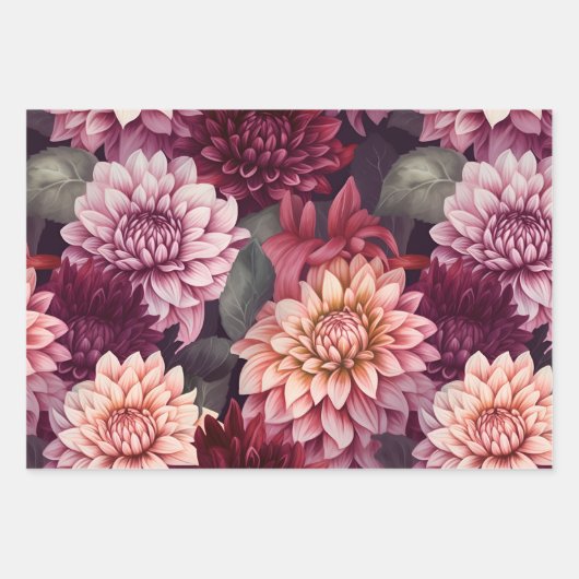 Design des Musters "Wasserfarbe Rosa Dahlia" Geschenkpapier Set (Vorderseite 3)