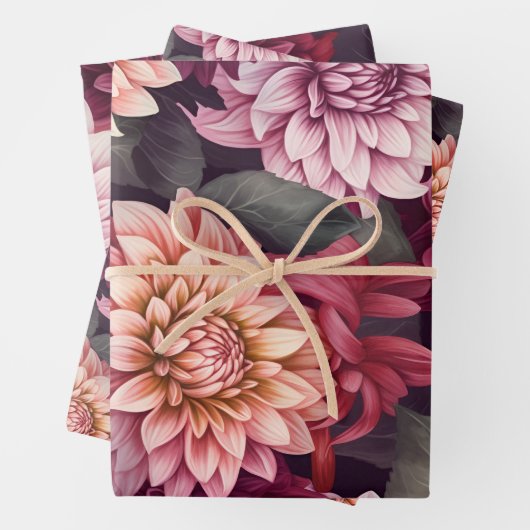 Design des Musters "Wasserfarbe Rosa Dahlia" Geschenkpapier Set (Beispiel)
