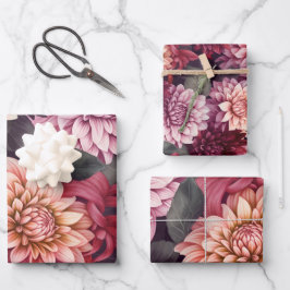Design des Musters "Wasserfarbe Rosa Dahlia" Geschenkpapier Set