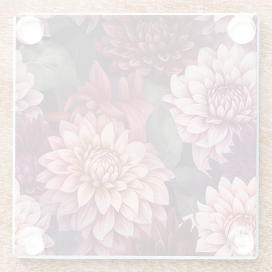 Design des Musters "Wasserfarbe Rosa Dahlia" Glasuntersetzer (Rückseite)