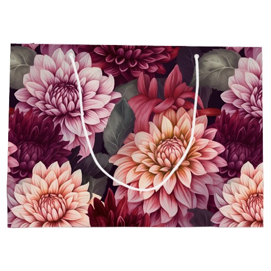Design des Musters "Wasserfarbe Rosa Dahlia" Große Geschenktüte (Rückseite)