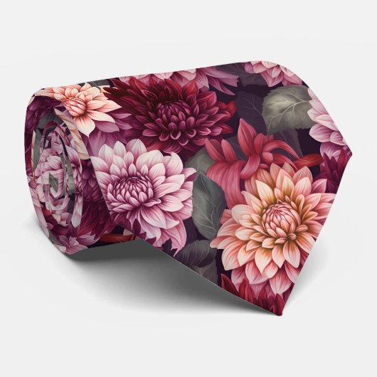 Design des Musters "Wasserfarbe Rosa Dahlia" Krawatte (Gerollt)