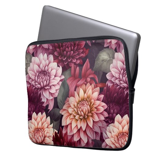 Design des Musters "Wasserfarbe Rosa Dahlia" Laptopschutzhülle (Vorderseite Links)