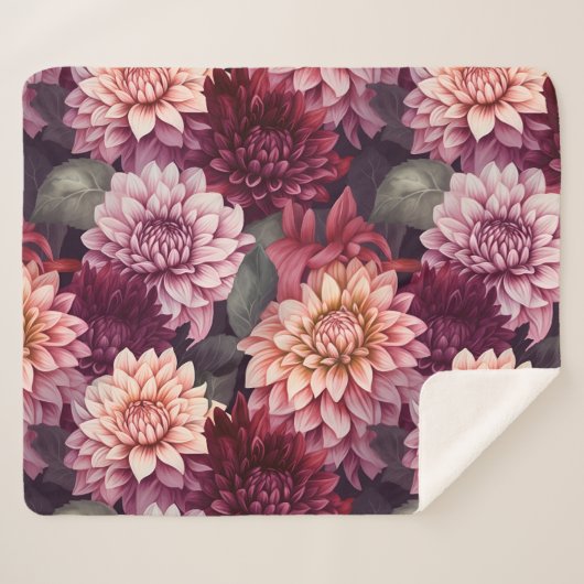 Design des Musters "Wasserfarbe Rosa Dahlia" Sherpadecke (Vorderseite (Horizontal))