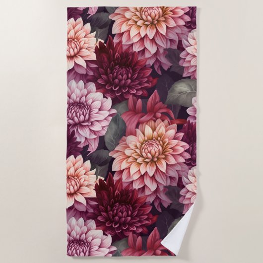 Design des Musters "Wasserfarbe Rosa Dahlia" Strandtuch (Vorderseite)