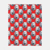 Design des Musters "White Wolf Head" - Rot Fleecedecke (Vorderseite)
