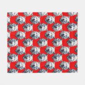 Design des Musters "White Wolf Head" - Rot Fleecedecke (Vorderseite (Horizontal))