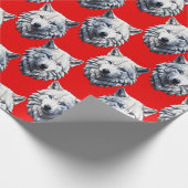 Design des Musters "White Wolf Head" - Rot Geschenkpapier (Ecke)