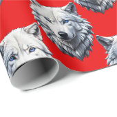 Design des Musters "White Wolf Head" - Rot Geschenkpapier (Rolleneckpunkt)