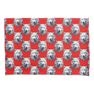 Design des Musters "White Wolf Head" - Rot Kissenbezug