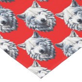 Design des Musters "White Wolf Head" - Rot Kurzer Tischläufer (Ecke)