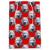 Design des Musters "White Wolf Head" - Rot Mittlere Geschenktüte (Vorderseite)
