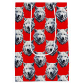 Design des Musters "White Wolf Head" - Rot Mittlere Geschenktüte (Rückseite)