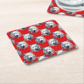 Design des Musters "White Wolf Head" - Rot Rechteckiger Pappuntersetzer (angewinkelt)