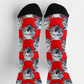 Design des Musters "White Wolf Head" - Rot Socken (Oben)