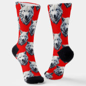 Design des Musters "White Wolf Head" - Rot Socken