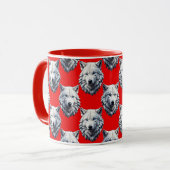 Design des Musters "White Wolf Head" - Rot Tasse (Vorderseite Links)