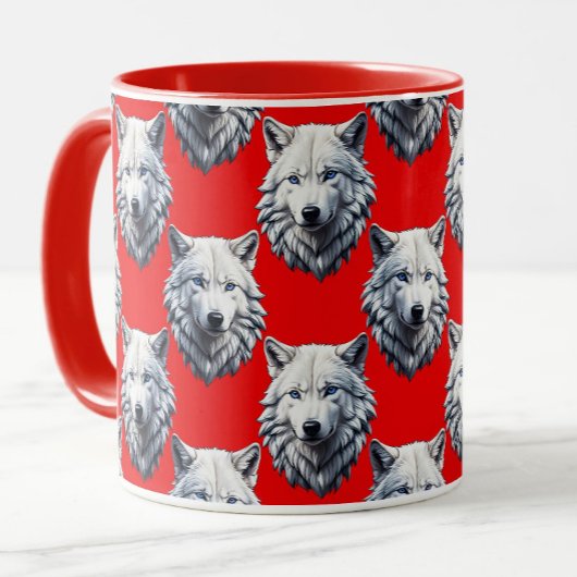 Design des Musters "White Wolf Head" - Rot Tasse