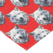 Design des Musters "White Wolf Head" - Rot Tischdecke (Schrägansicht)
