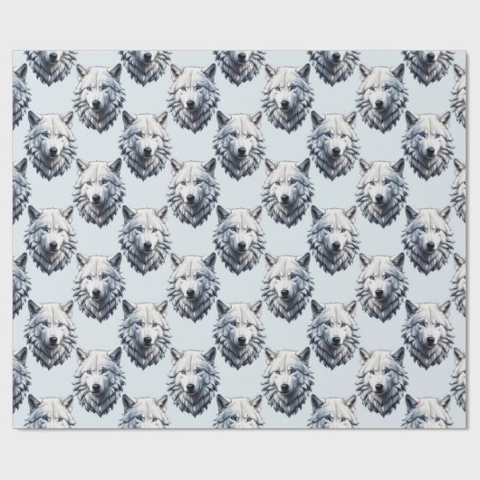 Design des Musters "White Wolf Head" - Weiß Geschenkpapier (Flach)