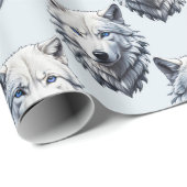 Design des Musters "White Wolf Head" - Weiß Geschenkpapier (Rolleneckpunkt)