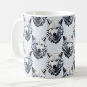 Design des Musters "White Wolf Head" - Weiß Kaffeetasse