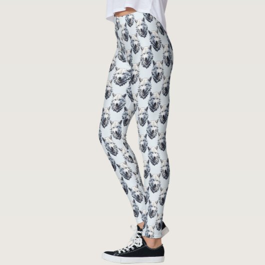 Design des Musters "White Wolf Head" - Weiß Leggings