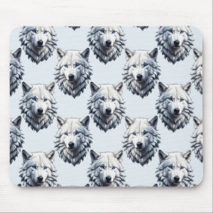 Design des Musters "White Wolf Head" - Weiß Mousepad