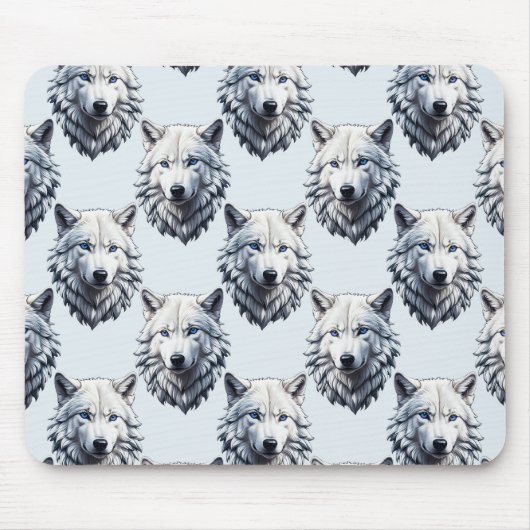 Design des Musters "White Wolf Head" - Weiß Mousepad (Vorne)
