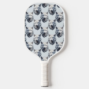 Design des Musters "White Wolf Head" - Weiß Pickleball Schläger