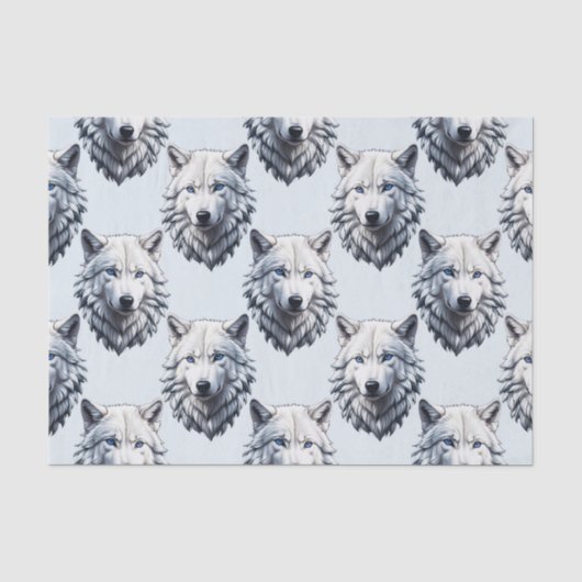 Design des Musters "White Wolf Head" - Weiß Seidenpapier (Vorderseite)
