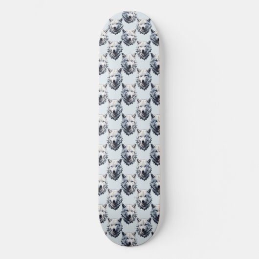 Design des Musters "White Wolf Head" - Weiß Skateboard (Vorderseite)