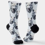 Design des Musters "White Wolf Head" - Weiß Socken