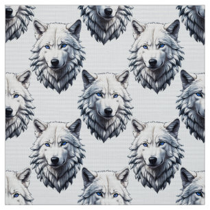 Design des Musters "White Wolf Head" - Weiß Stoff