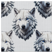 Design des Musters "White Wolf Head" - Weiß Stoff (Nahaufnahme)