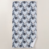 Design des Musters "White Wolf Head" - Weiß Strandtuch (Vorderseite)