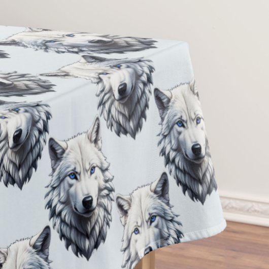 Design des Musters "White Wolf Head" - Weiß Tischdecke