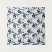Design des Musters "White Wolf Head" - Weiß Wandteppich (Vorderseite (Horizontal))