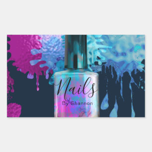 Design des Nageltechnikers bunter Spritzer Rechteckiger Aufkleber