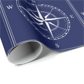Design des Nautic Navy Blue Old Ship Compass Geschenkpapier (Rolleneckpunkt)