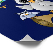 Design des Navy Blue and Gray Baby Owl Kinderzimme Poster (Ecke)