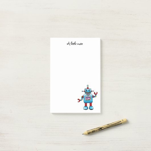 Design des niedlichen Roboters "A Little Note" Post-it Klebezettel (Auf Schreibtisch)