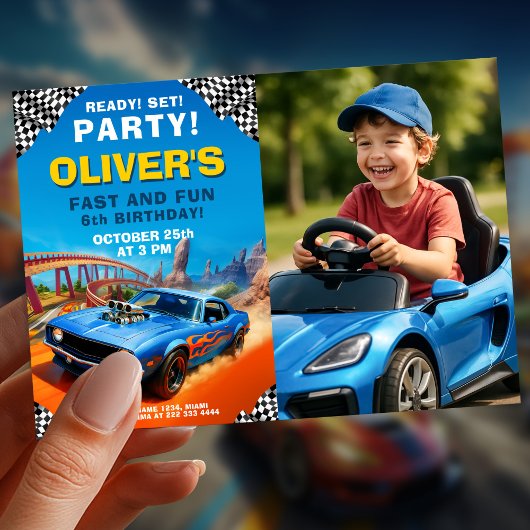 Design des Party für Race Car Kindergeburtstag Einladung
