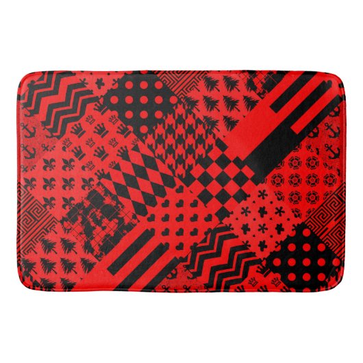 Design des Patchwork-Designs für die roten, gemisc Badematte (Vorderseite)