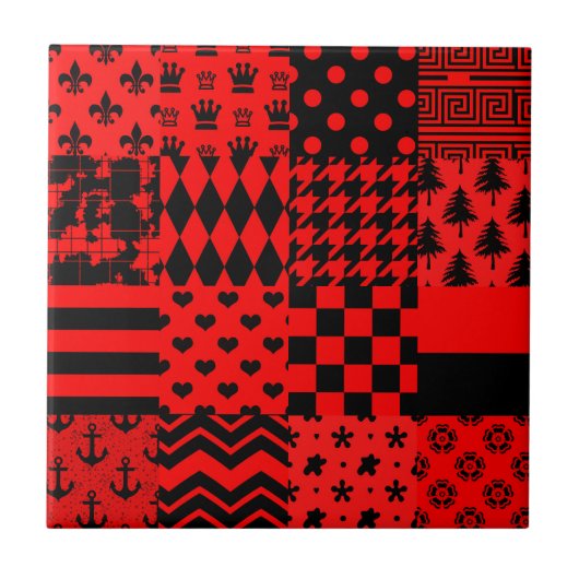 Design des Patchwork-Designs für die roten, gemisc Fliese (Vorderseite)