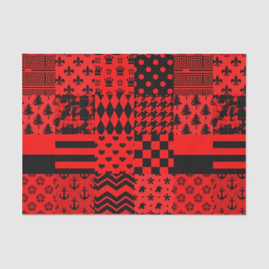 Design des Patchwork-Designs für die roten, gemisc Seidenpapier (Vorderseite)