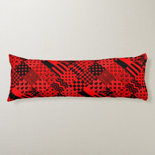 Design des Patchwork-Designs für die roten, gemisc Seitenschläferkissen (Vorderseite)