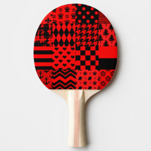 Design des Patchwork-Designs für die roten, gemisc Tischtennis Schläger
