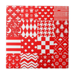 Design des Patchwork-Designs für Red White Mixed P Fliese