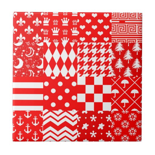 Design des Patchwork-Designs für Red White Mixed P Fliese (Vorderseite)